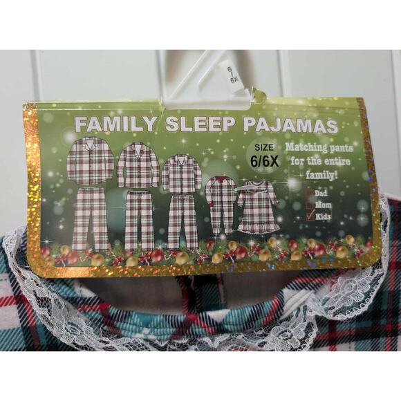 PJ'S & Presents Plaid Christmas Holiday Pajamas Dress Gown Girls Size 6 New! - Picture 7 of 9